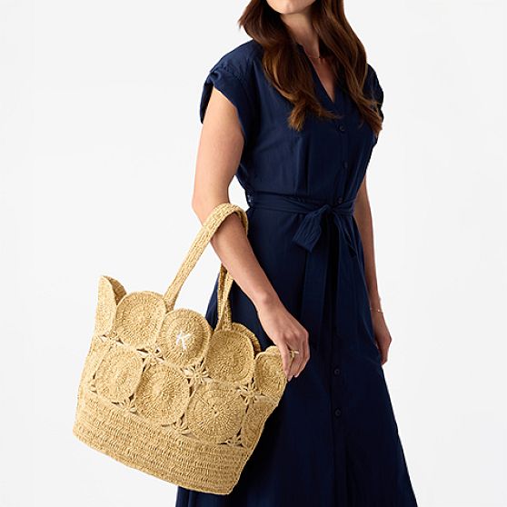 Soleil Handwoven Raffia Tote