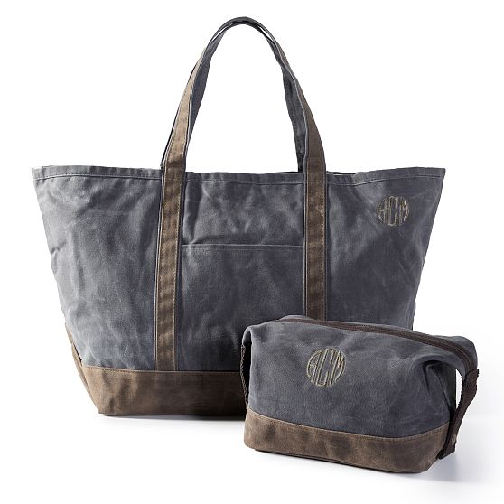 Waxed Canvas Tote and Pouch Set