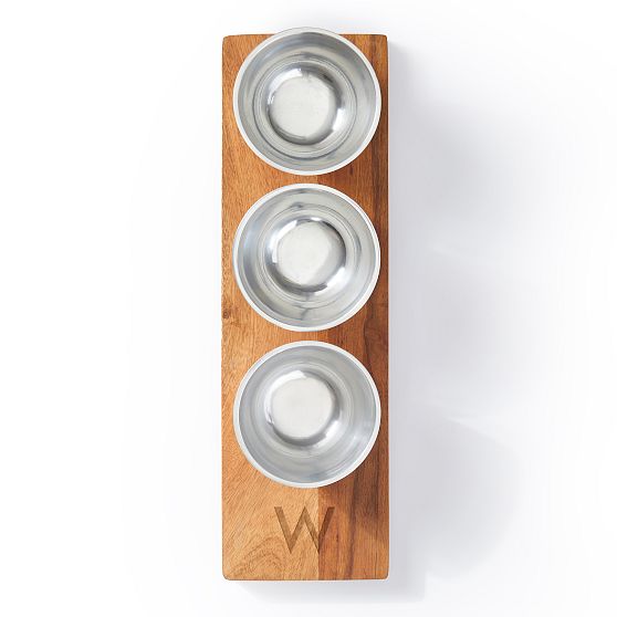 Wood and Silver Serving Bowls