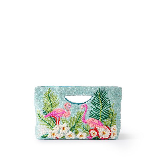 Flamingo Beaded Clutch