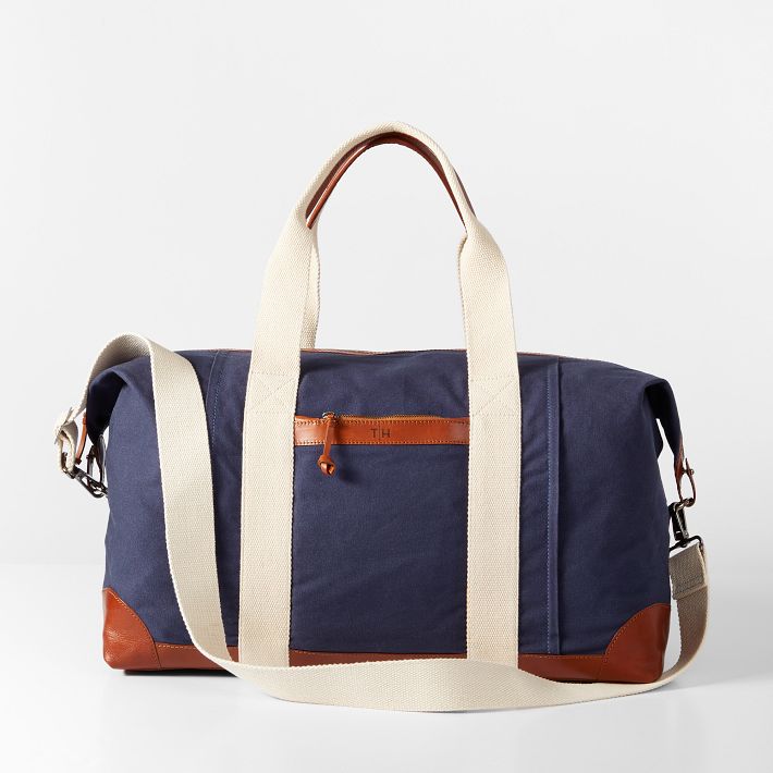 Personalized Canvas and Leather Weekender Bag | Mark and Graham