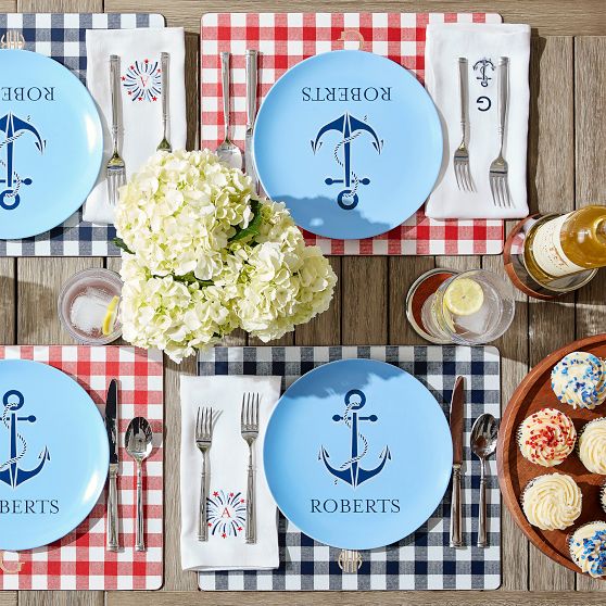 Gingham Cork Placemats, Set of 4