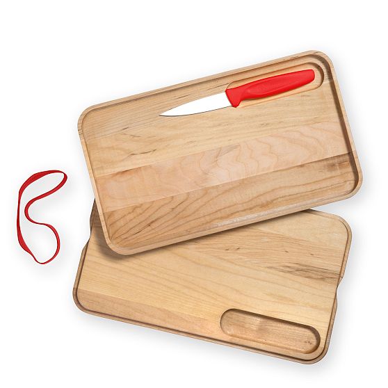 Maple Wood Travel Cheese Board and Knife Set