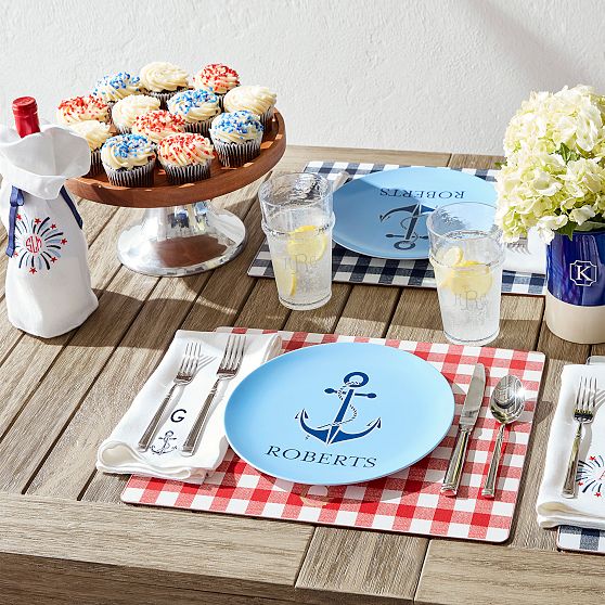 Gingham Cork Placemats, Set of 4