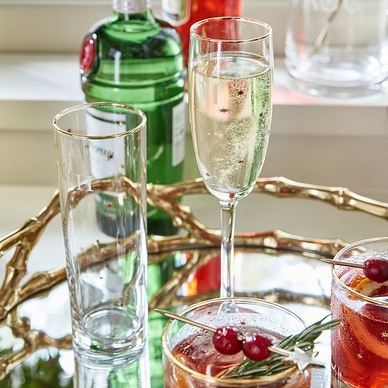 Gold Star Champagne Flutes, Set of 4