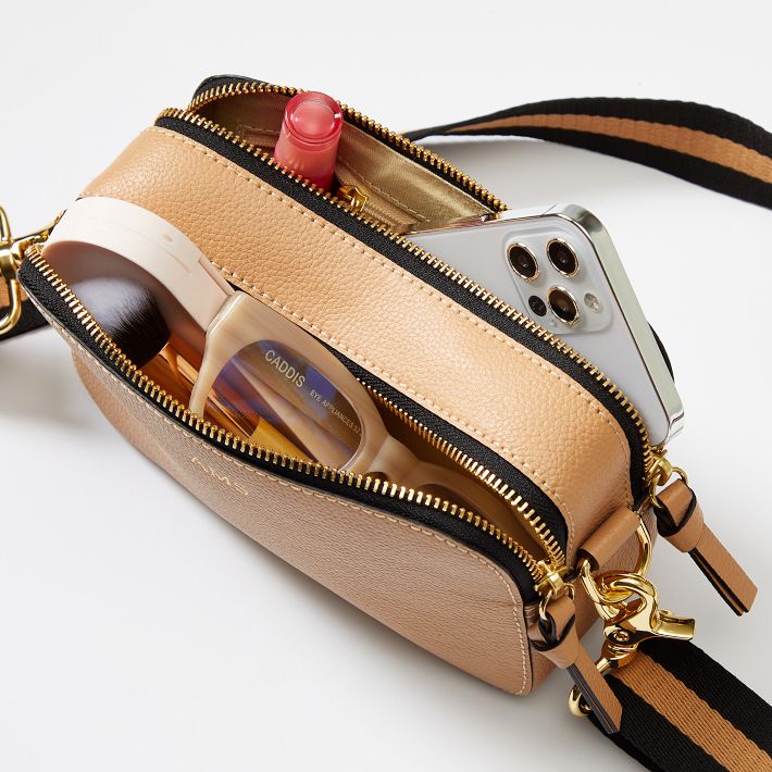 Sophie Double Zip Leather Crossbody Bag | Mark and Graham