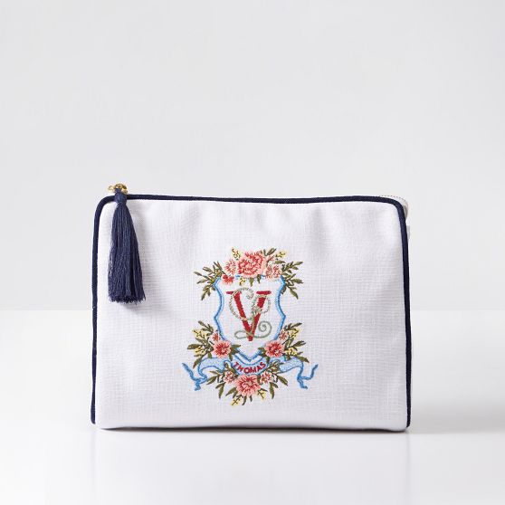 Bespoke Embroidered Crest Cosmetics Pouch