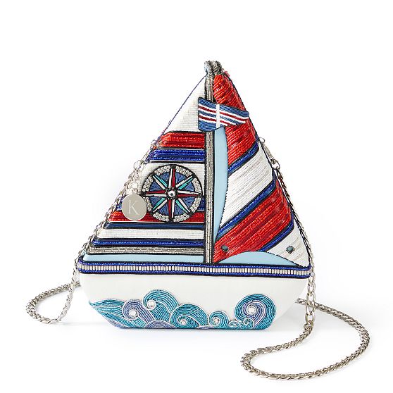 Beaded Sailboat Crossbody Bag