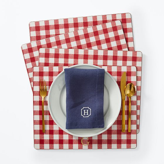 Gingham Cork Placemats, Set of 4