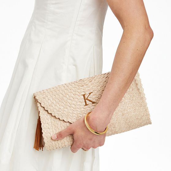 Palm Leaf Scalloped Clutch