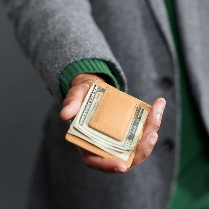 Monogrammed Leather Money Clip Wallet | Mark and Graham