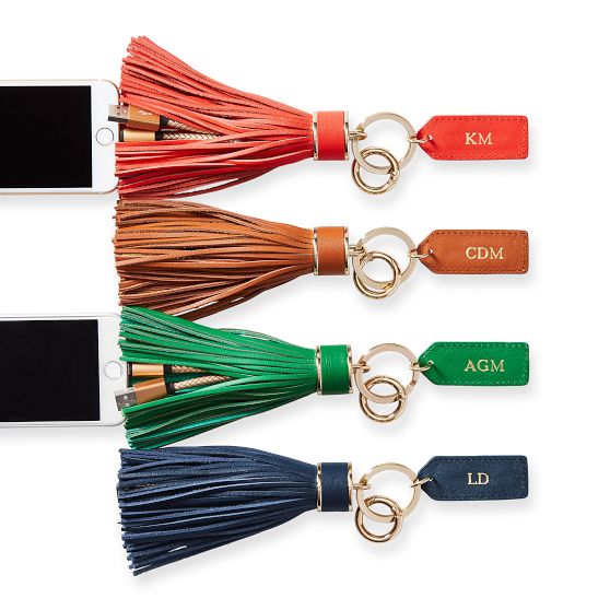 Oversized Leather Tassel Charging Keychain
