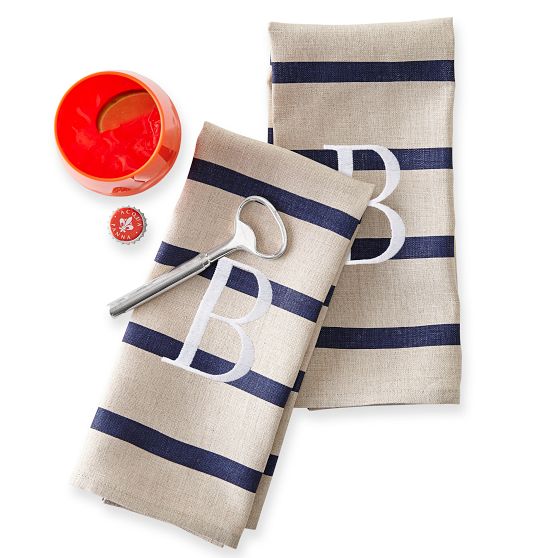 Set of 2 Linen Stripe Tea Towels