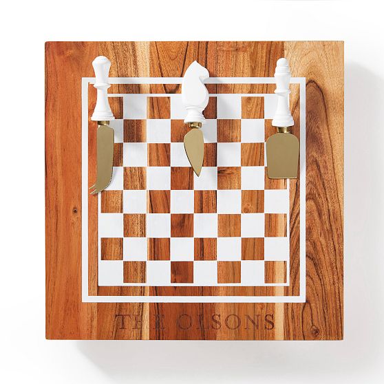Chess Cheese Board and Knives Set 