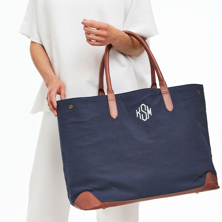Canvas and Leather Travel Tote Bag | Mark and Graham