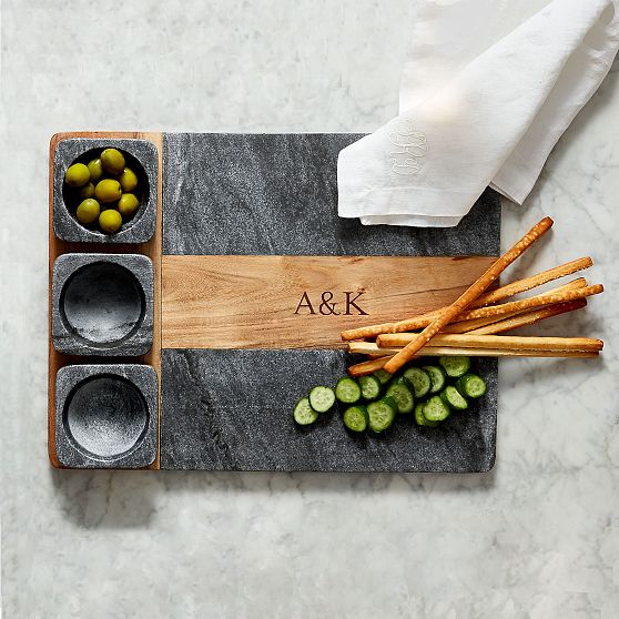 Wood and Marble Appetizer Serving Platter