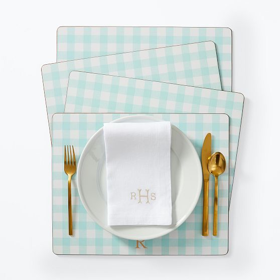 Gingham Cork Placemats, Set of 4