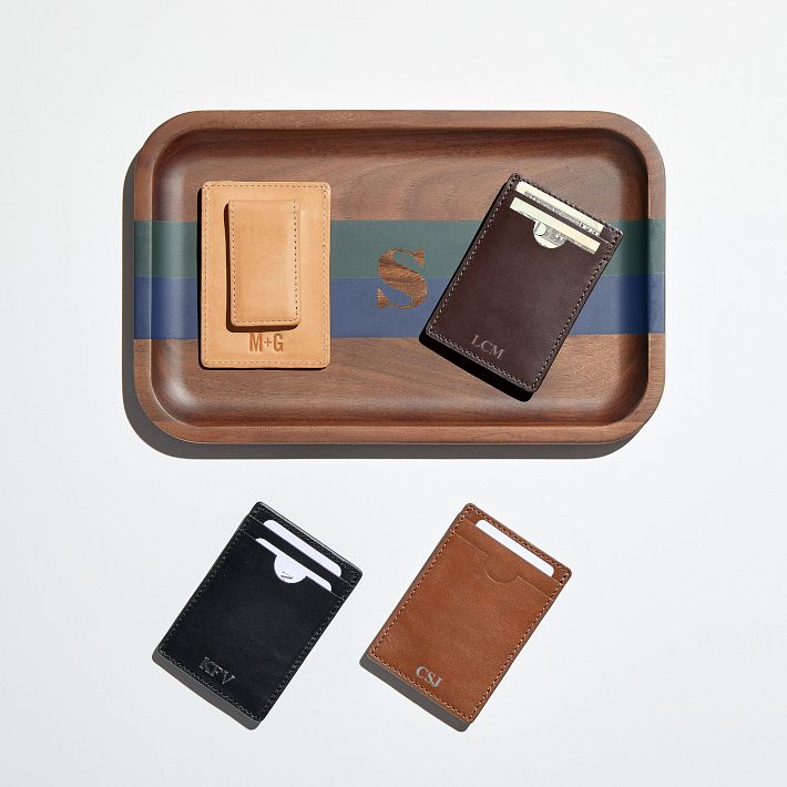 Monogrammed Leather Money Clip Wallet | Mark and Graham