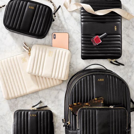 Quilted Leather Zipper Pouch