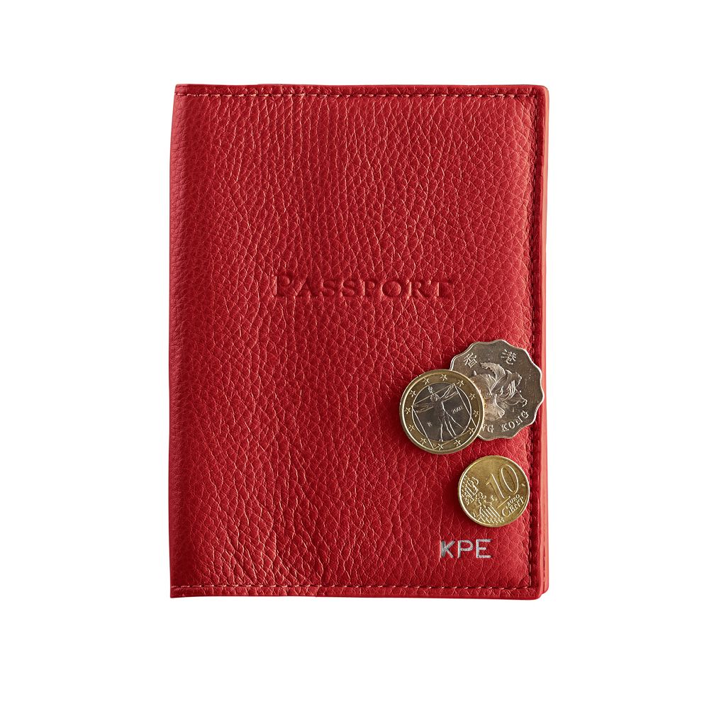Leather Passport Case - Red