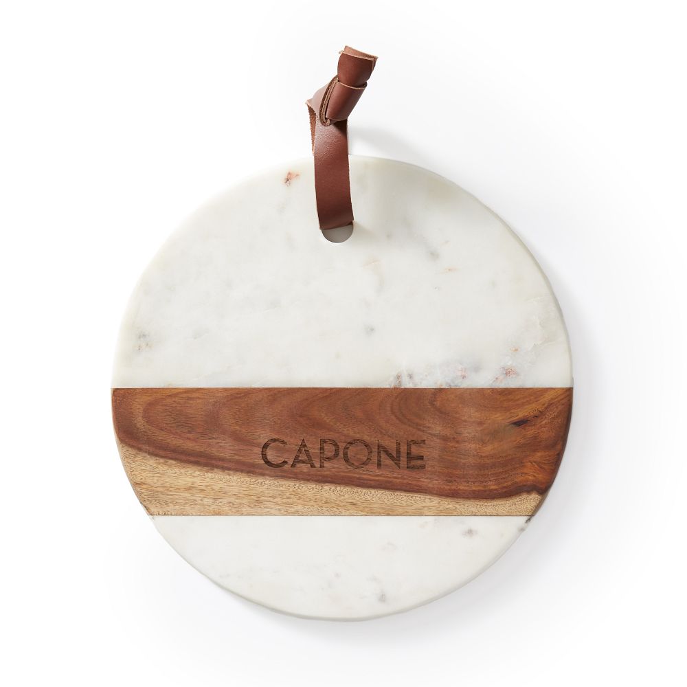 Wood and Marble Round Cheese Board