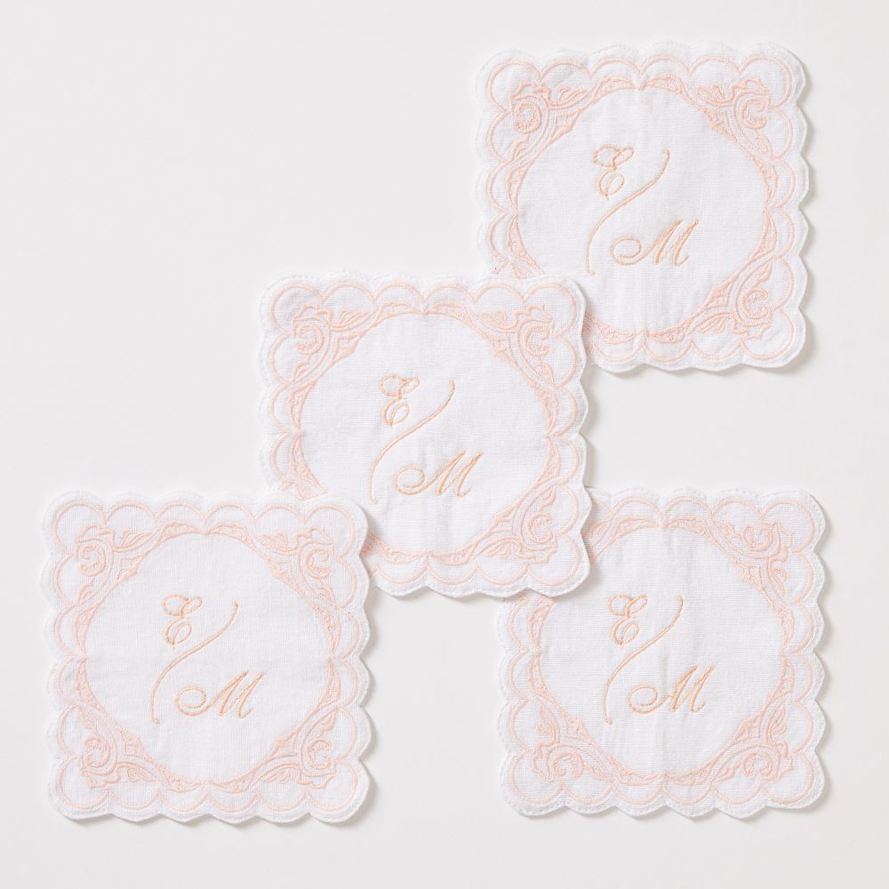 Bespoke Embroidered Coasters, Set of 4