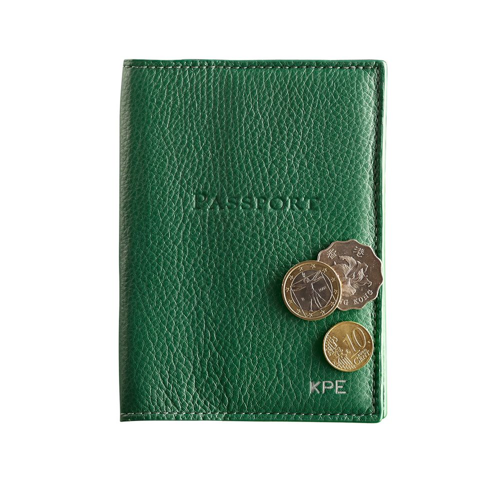 Leather Passport Case - Kelly Green