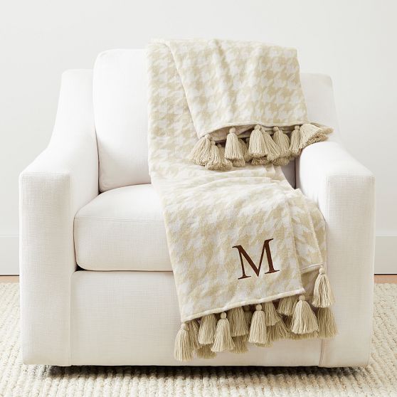Italian Houndstooth Tassel Throw Blanket