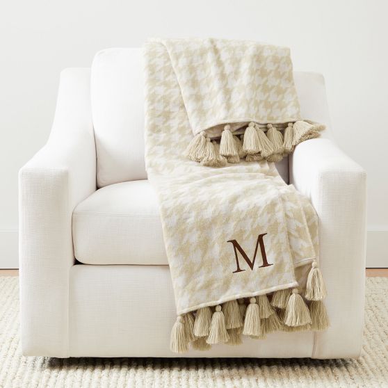 Italian Houndstooth Tassel Throw Blanket