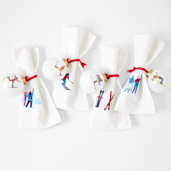 Jumping Skier Ornament Set