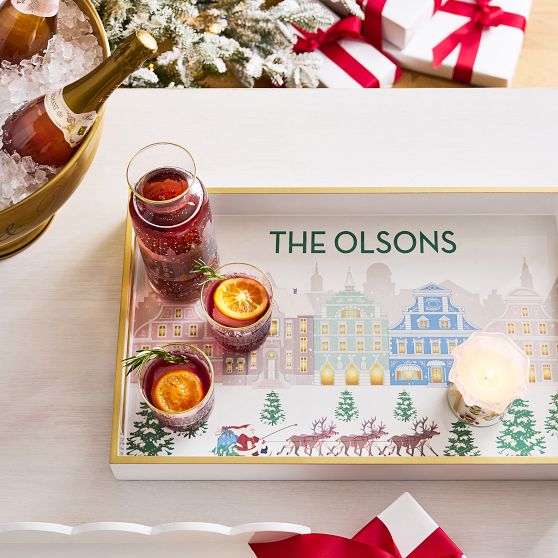 Holiday Village Lacquer Tray