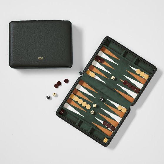 Plaid Leather Backgammon Set | Mark and Graham