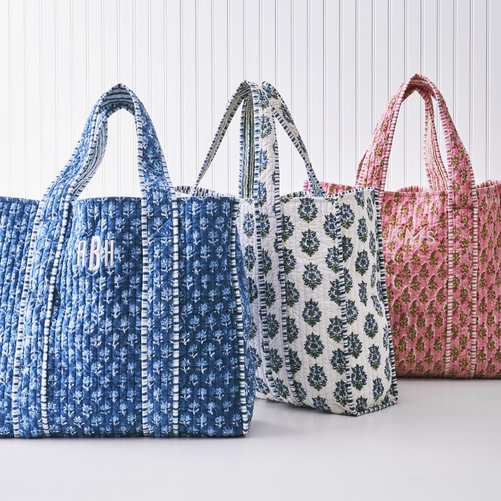 Block Print Quilted Oversized Tote Bag | Mark and Graham