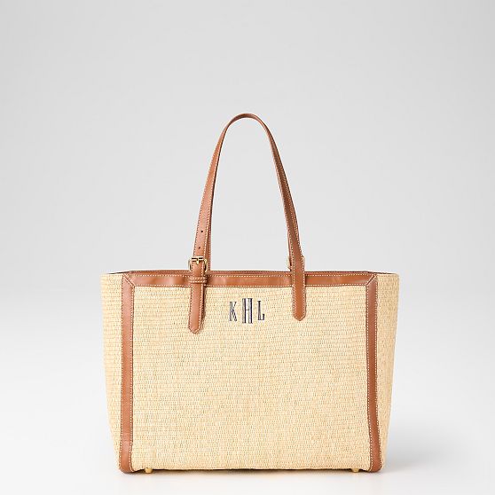 Raffia and Leather Tote
