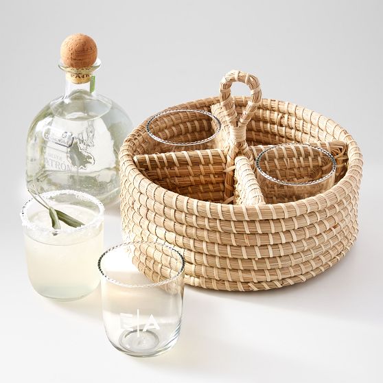 Rattan Glassware Caddy, Set of 4​