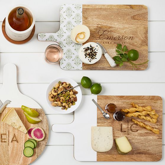 Wood and Enamel Round Handled Cheese Board​