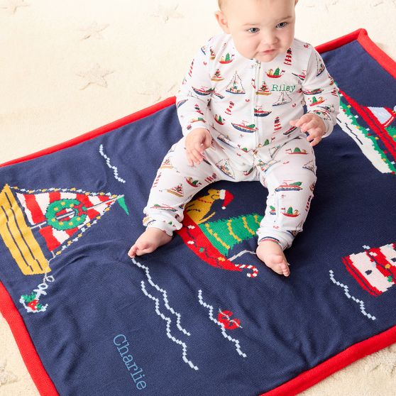 Boat Parade Knit Sherpa Blanket