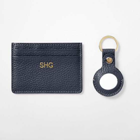 Leather Card Case and Keychain for AirTag Set