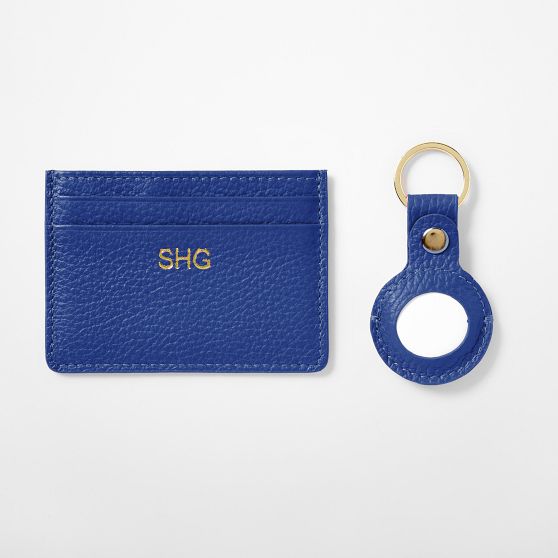 Leather Card Case and Keychain for AirTag Set