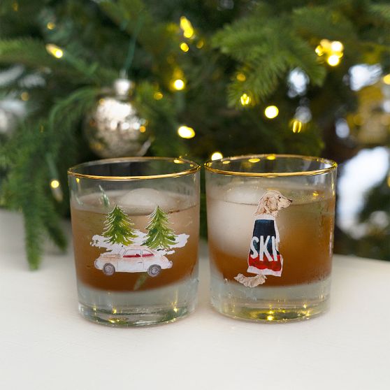 Mark &amp; Graham x Gray Malin Après Ski Rocks Glasses, Set of 4