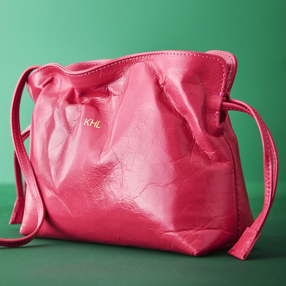 Lucia Italian Leather Gathered Clutch