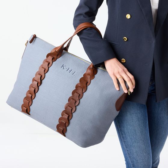 Camden Linen and Braided Leather Weekender