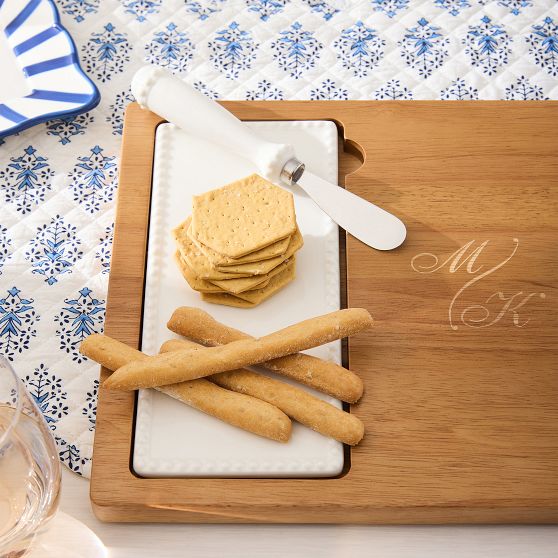 Beaded Ceramic Cheese Board Set