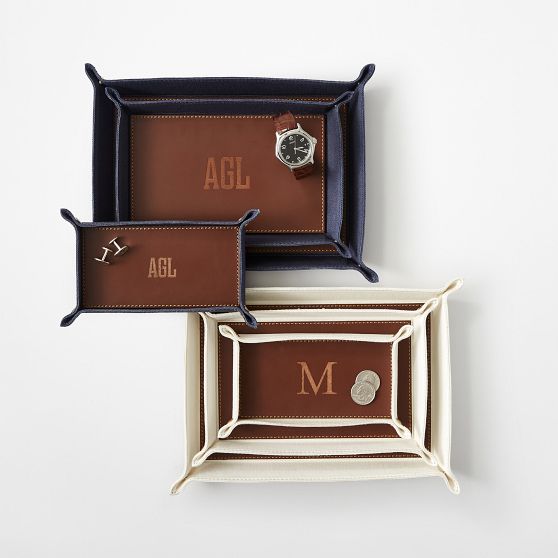 Rustic Leather Catchall Tray | Personalized Tray | Mark and Graham
