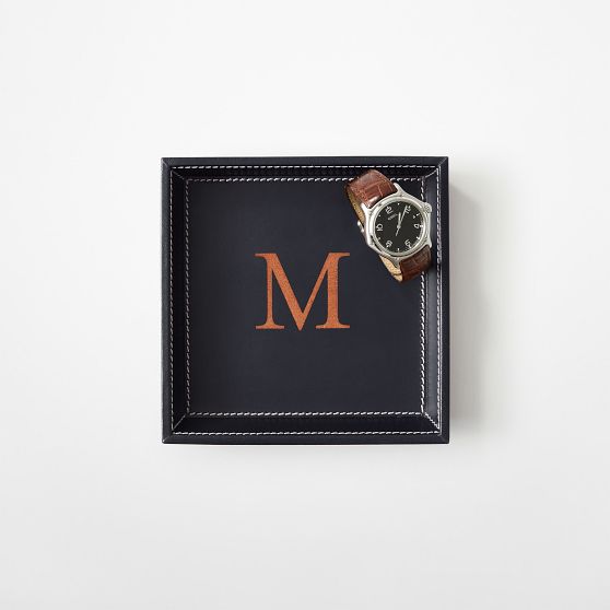 Classic Leather Top Stitch Catchall Tray