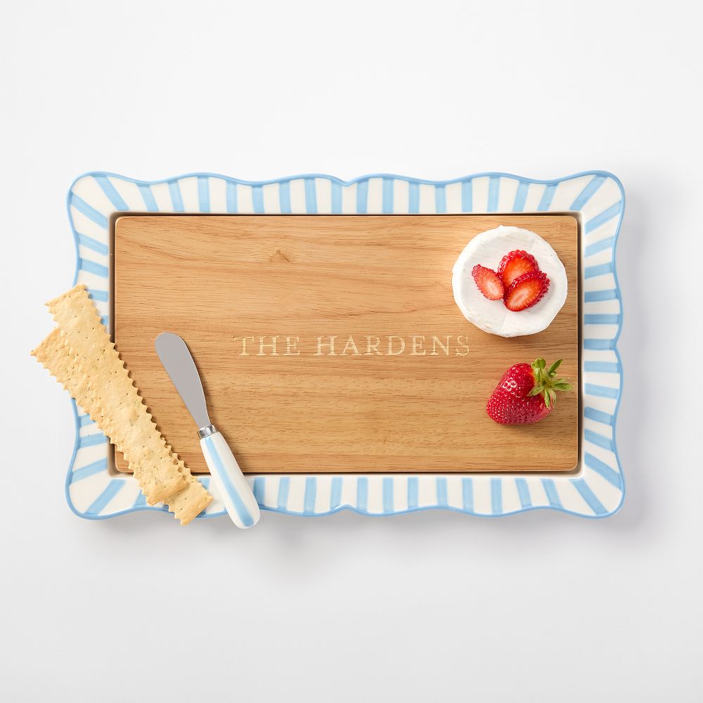 Striped Ceramic Cheese Board Set