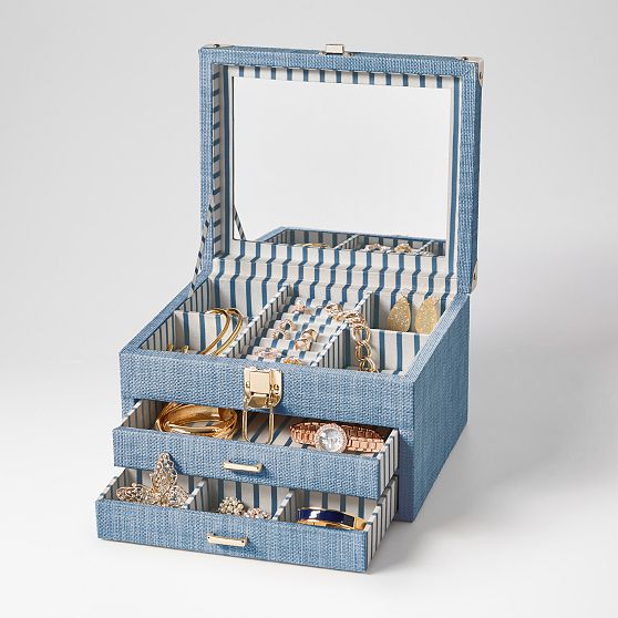 Montauk Raffia Trunk Jewelry Box