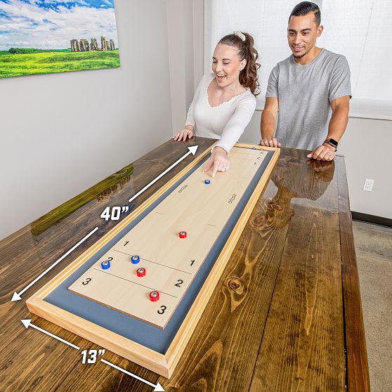 2-in-1 Shuffleboard and Curling Tabletop Game Set
