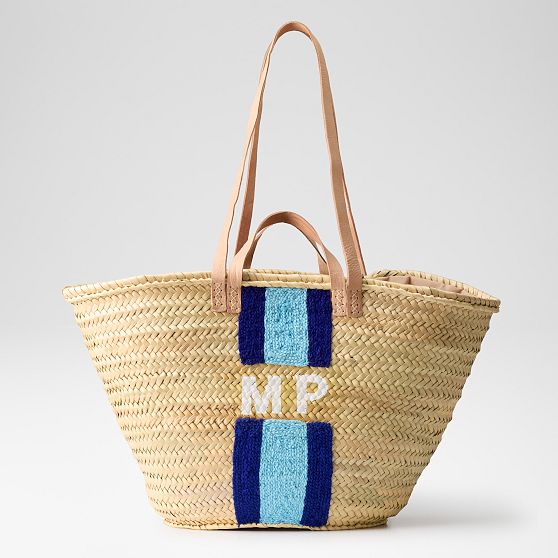 Hand Painted Straw Beach Bag