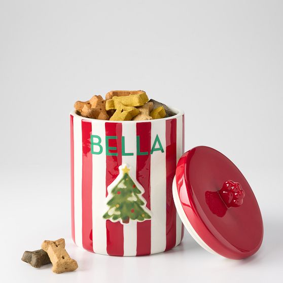 Holiday Ceramic Dog Treat Jar